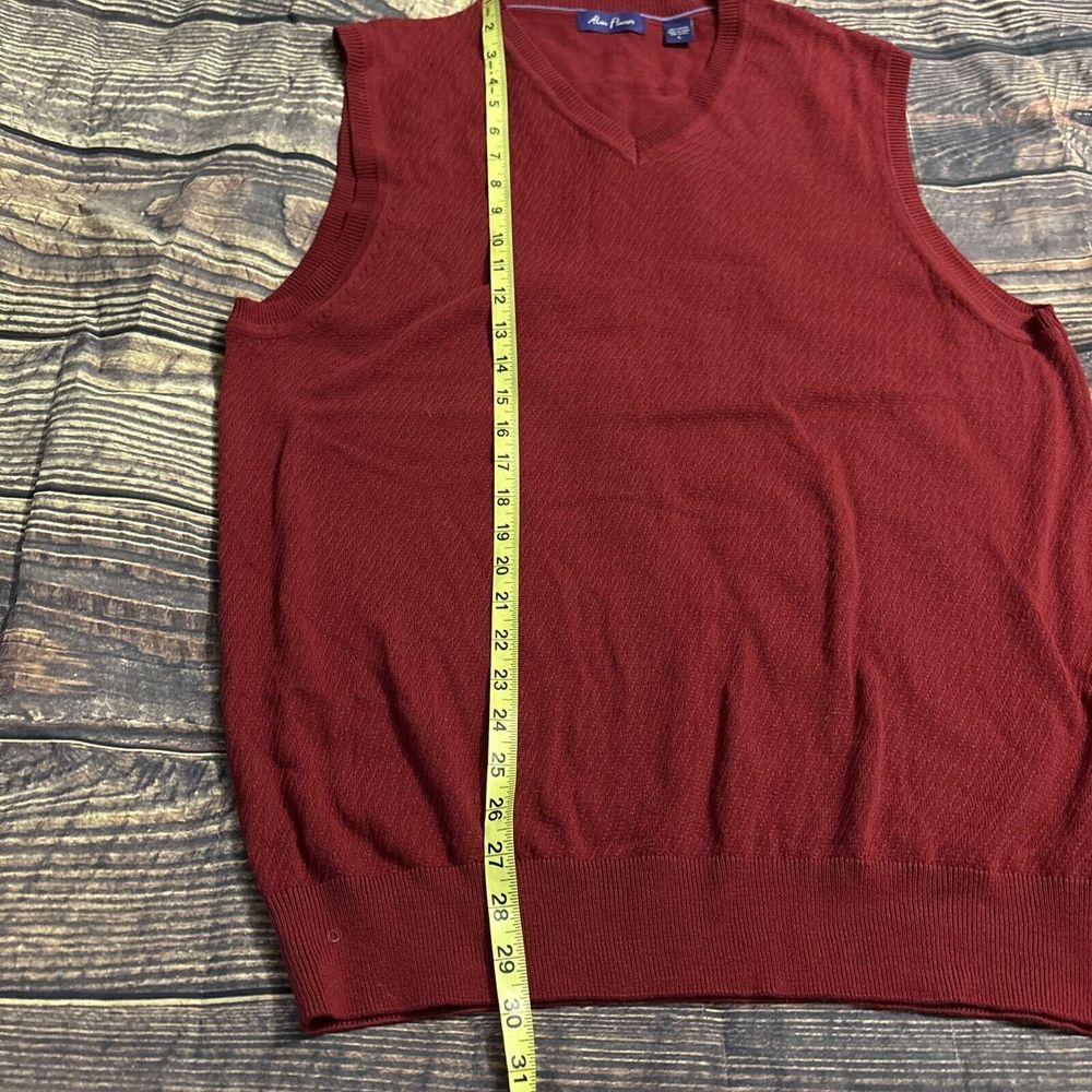 Alan Flusser Mens Red Sleeveless V Neck Textured  Pullover Sweater Vest Size L - Picture 4 of 5